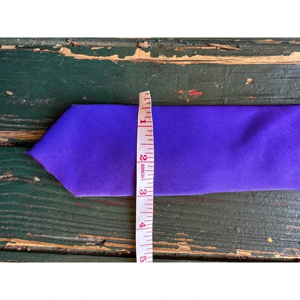 J. Ferrar‎ Mens Slim Necktie Solid Purple Satin Finish Formal Wedding A706